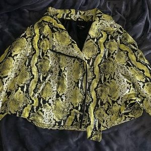 Yellow Semi Cropped Leather Jacket